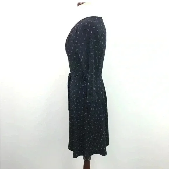 Ann Taylor black with  white and tan circle print dress sz 4 - Picture 2 of 9